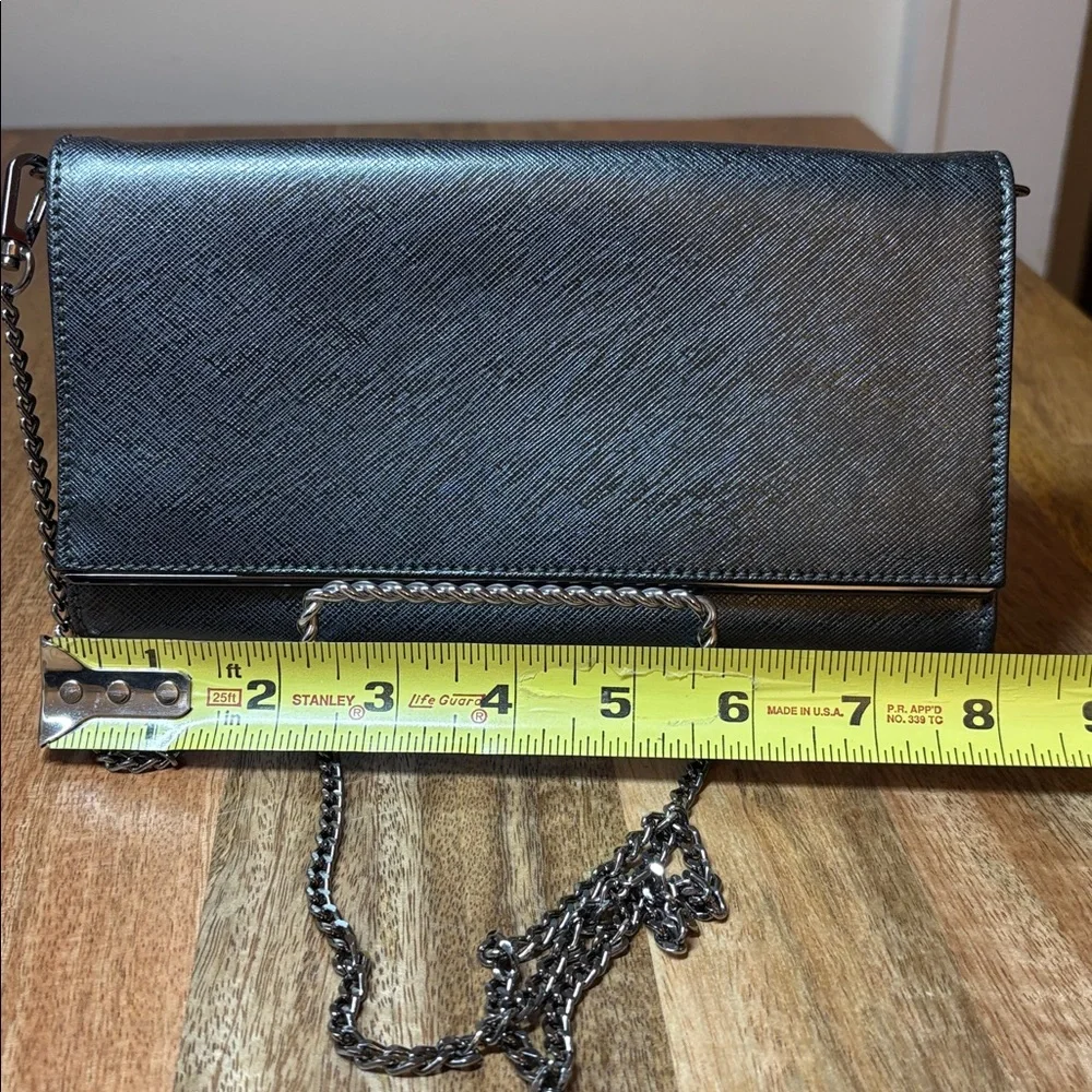Abro Gray Metallic Textured leather chain Strap Crossbody